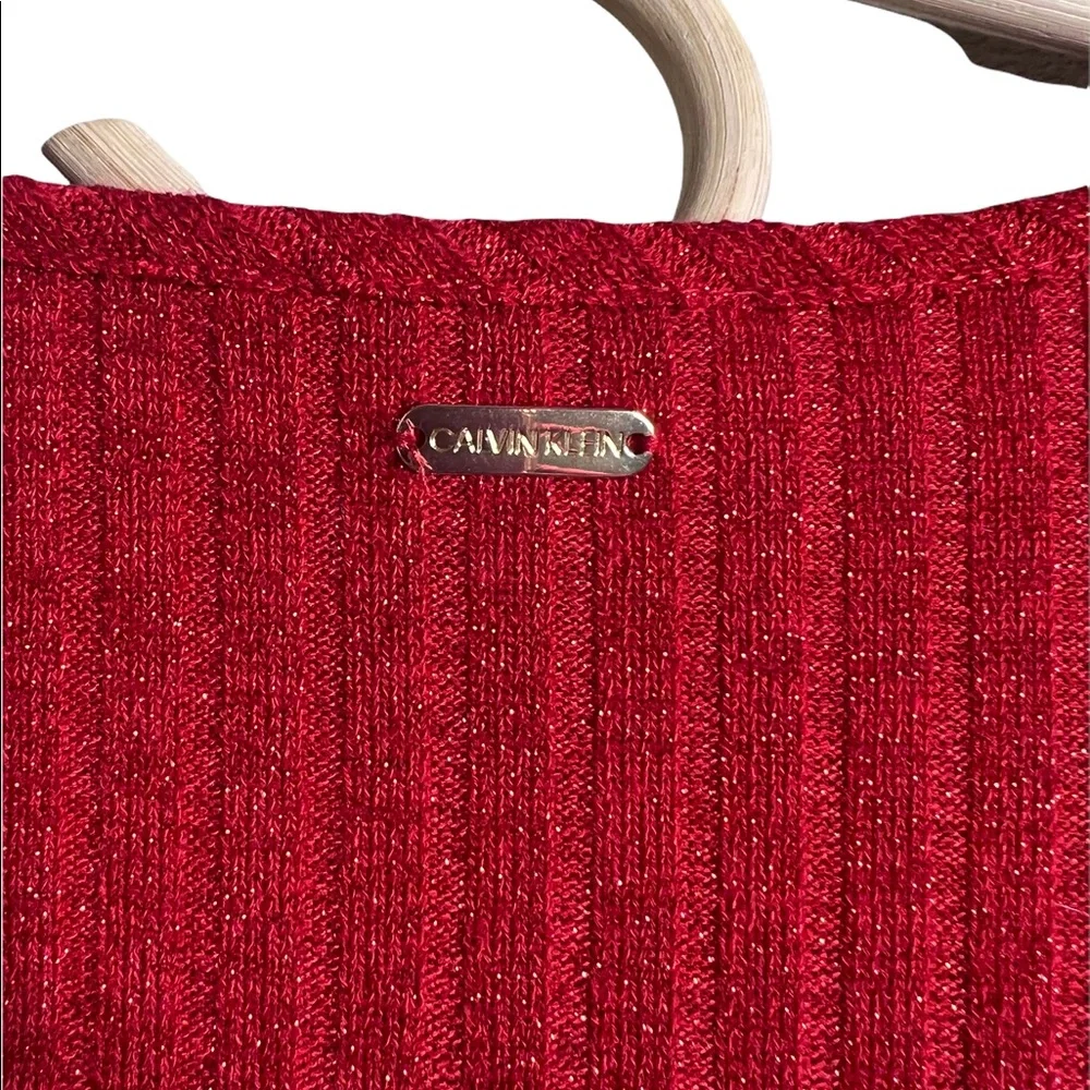 Calvin Klein Shimmer Red Scoop Neck Tunic Sweater Size 2X W0XHL848 - Picture 6 of 14
